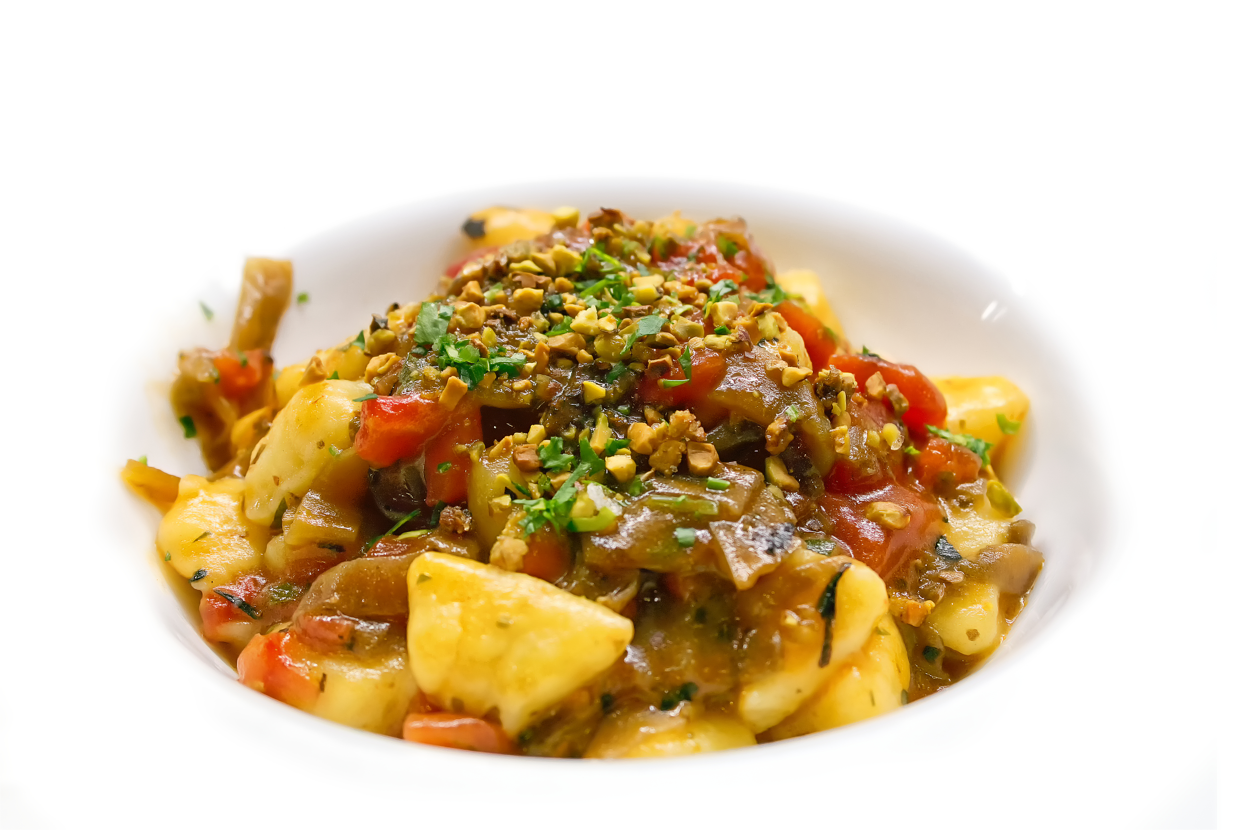 Gnocchi Melanzane pomodorini e Pistacchio 2Gnocchi Melanzane pomodorini e Pistacchio 
